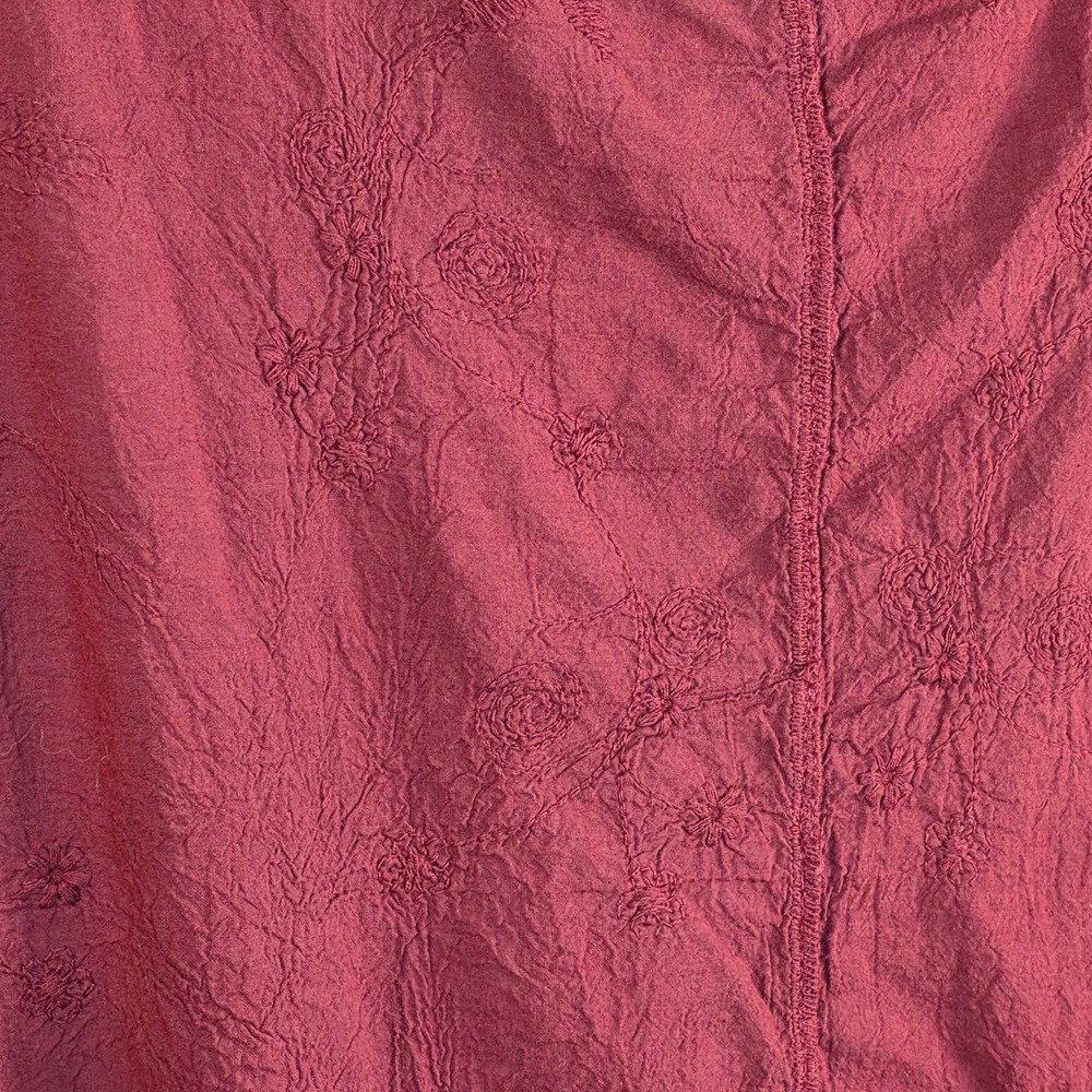 Lane Bryant Crochet Embroidered Boho Top Women's 22 Burgundy Cotton Loose Fit - Picture 8 of 9